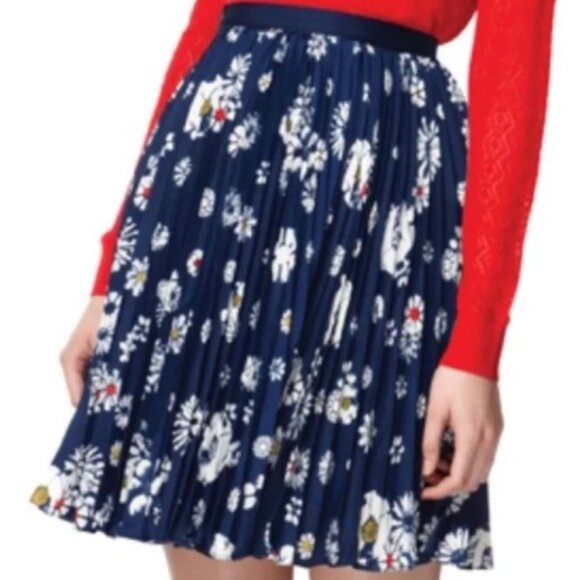 NWOT! Jason Wu for Target Navy Pleated Skirt with Floral Print Sz 10 - Picture 1 of 5